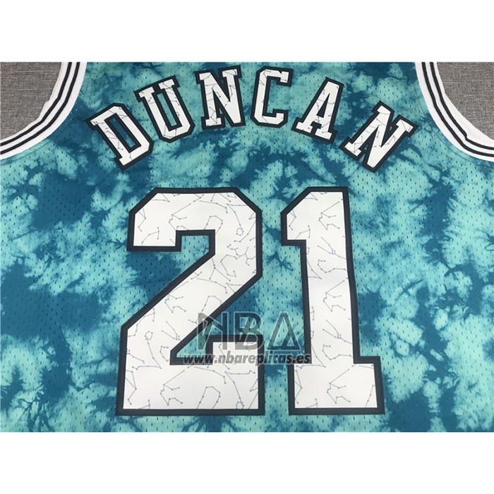 Camiseta San Antonio Spurs Tim Duncan NO 21 Galaxy Verde